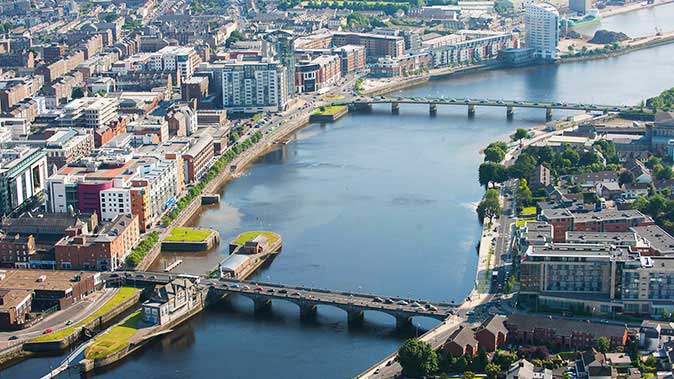 A photo of downtown Limerick, Ireland